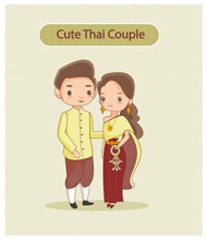 可爱的泰国情侣矢量图片