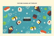 手绘寿司食物背景矢量模板