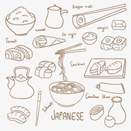 手绘日本美食元素矢量图片