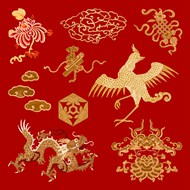 中国传统艺术剪贴画矢量模板