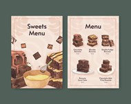 巧克力甜品菜单模板矢量素材