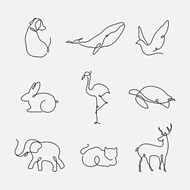 抽象线描动物矢量图片