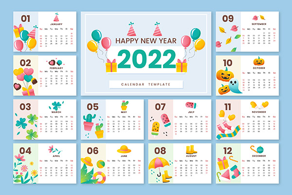 2022新年日历矢量图下载