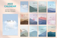 2022风景日历模板矢量图片
