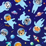 卡通动物宇航员背景矢量素材