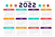 2022炫彩日历模板矢量图