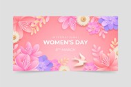 妇女节粉色花卉海报矢量图下载