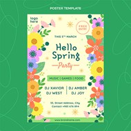 春日派对花卉海报矢量图片