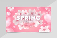 春日樱花横幅模板矢量图片
