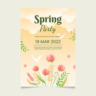 春日花卉派对海报矢量模板