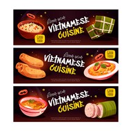 越南美食横幅矢量图片