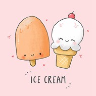 可爱的卡通手绘冰淇淋矢量图