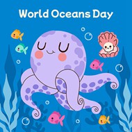 世界海洋日插图矢量模板