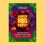 夏季BBQ派对海报矢量下载