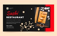 日本餐厅寿司网页模板矢量图片