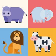 可爱动物平面插画矢量图片