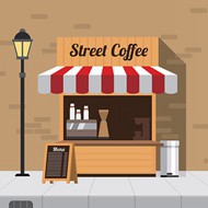 街头咖啡店矢量图下载