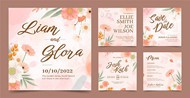 花卉水彩婚礼卡片矢量素材下载