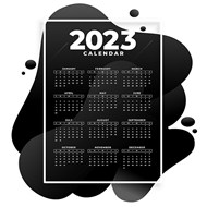 2023黑白创意日历矢量图片