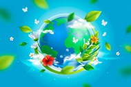 绿色地球环保插画矢量下载