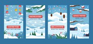 冬季风景插画卡片矢量素材