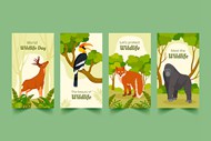 世界野生动物日卡片矢量模板