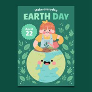世界地球日插图海报矢量模板