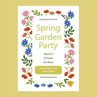 春季花园派对海报矢量下载