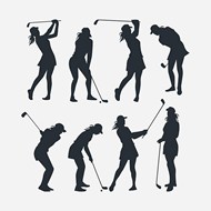 高尔夫运动女性剪影矢量图片