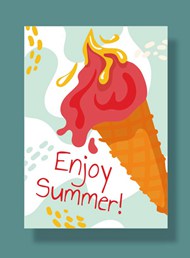 夏天手绘冰淇淋海报矢量素材下载