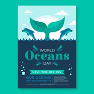 世界海洋日庆祝海报矢量图下载