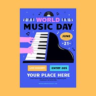 世界音乐日海报矢量图片