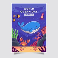 世界海洋日海报矢量图片