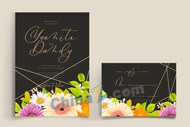 雏菊装饰婚礼卡片矢量图片