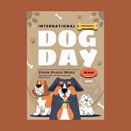 国际狗狗日卡通海报矢量模板