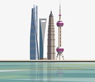中国上海旅游地标矢量素材