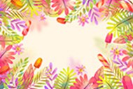 水彩热带植物背景矢量图片