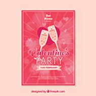 情人节派对粉色海报矢量图片