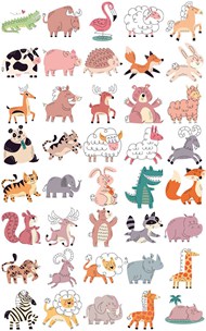 卡通动物贴纸矢量图片