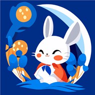 中秋节小兔子插画矢量下载