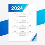 2024新年日历模板矢量图下载