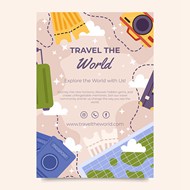 世界旅行海报矢量模板