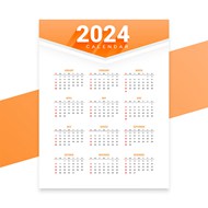 2024橙色极简日历矢量图片
