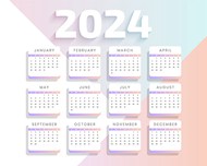 2024简约日历模板矢量图