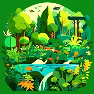 绿色花园风景插图矢量素材下载