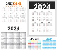 方块2024年日历矢量图片