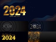 2024新年金银字效矢量模板
