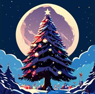 梦幻圣诞树插画矢量素材