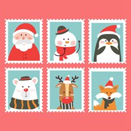 圣诞节元素邮票矢量素材下载