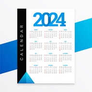 2024新年日历模板矢量下载